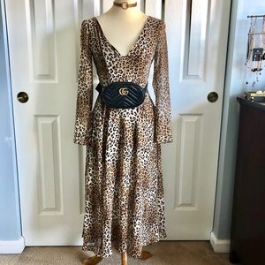 Elwing Leopard silky maxi dress